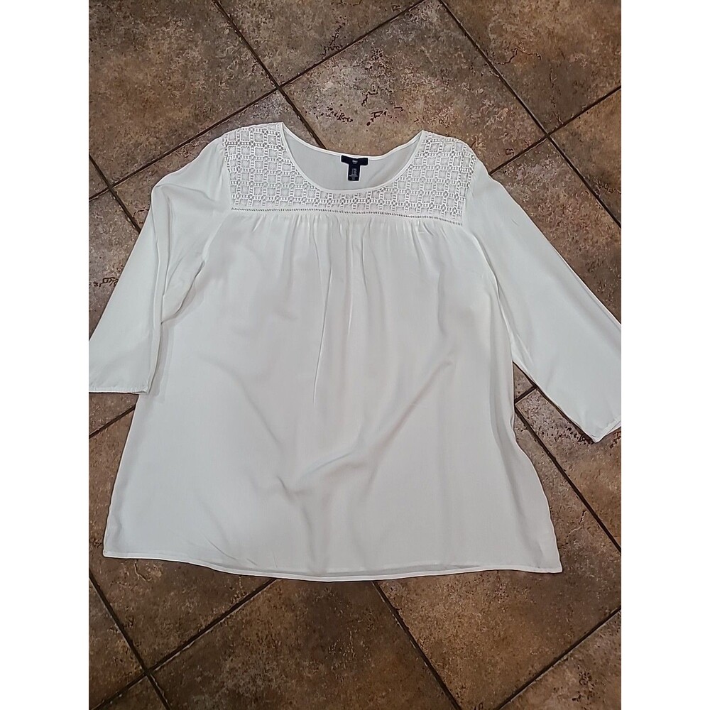 Long Sleeve Blouses Gap Sz XXL Knit ,color Ivory White 100% Rayon
